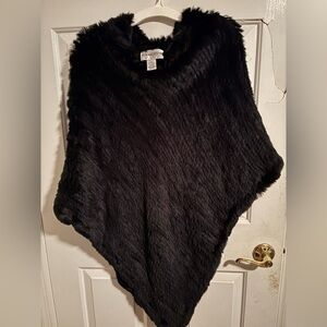 Vintage Chico’s Black 100% Rabbit Fur Poncho